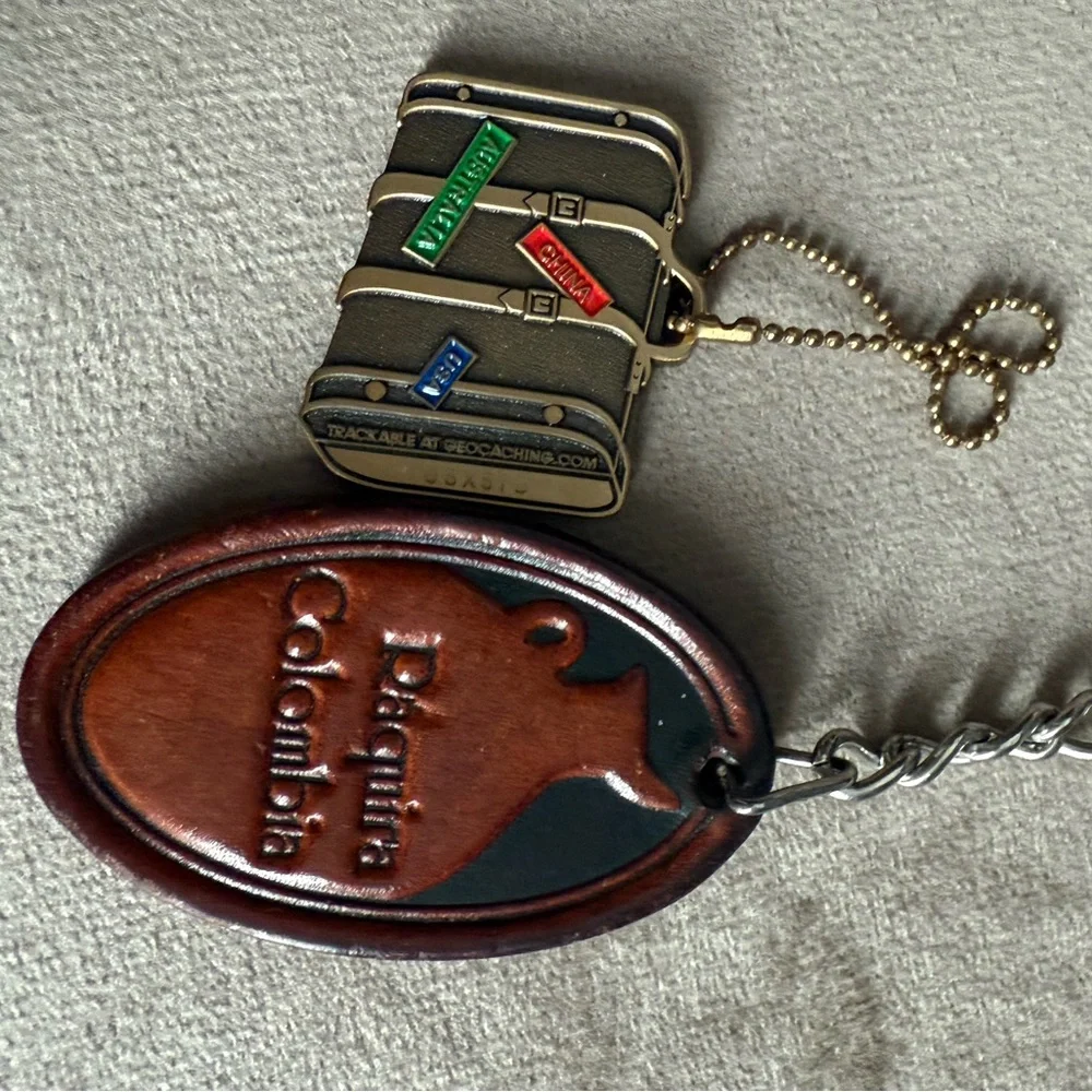 Vintage Keychain Set with Suitcase and Tribal Design